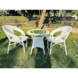 PRIME PIGEON D-12 2 Chair 1 Table for Outdoor, Patio Furniture Set, Wicker Rattan Chairs with Glass Top Table, Powder Coated Frame UV Protected Wicker Chair 2 [D12 White ]-picture-22