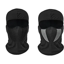 PrimeBox Full Cover Face Mask Cotton Fabric Bike Riding Washable Dust Protection Balaclava for Men Women Neck Gaiter Helmet Liner Pack of 2 Rider Accessories Black Grey-picture-28