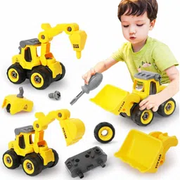 primefair Pull Back Construction Vehicles Set 4 Pack Take Apart Toys Construction Truck image 4
