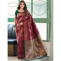 PRIMENIKS Ethnic Motifs Woven Design Zari Kanjeevaram Saree-picture-35