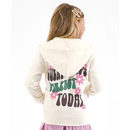 Primo Gino Full Sleeves 100% Cotton French Terry Fabric Hoodie with Graphic Back Print - Ivory-picture-11
