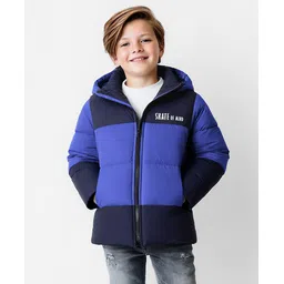 Primo Gino Woven Full Sleeves Color Blocked Hooded Padded Jacket With Text Print - Multicolor-picture-13