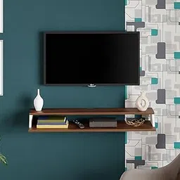 Primrose Engineering Wood Wall Mount TV Cabinet (Classic Walnut + White)-image-37