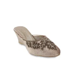 Princess by Metro Women's Antique Gold Mule Wedges-picture-27