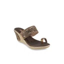 Princess by Metro Women's Antique Gold Toe Ring Wedges-picture-47