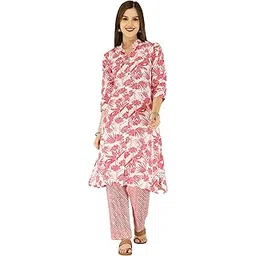 prinkle Women's Pure Cotton Handloom Print, Ethnic Wear Kurta Set with Palazzo Pants-picture-26