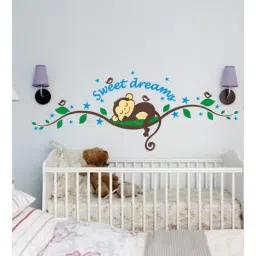 print mantras S Sweet Dreams Sleeping Monkey With Birds Wall Sticker-picture-34