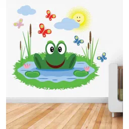 print mantras Wall Stickers Beautiful Frog And Butterflies In Pond-picture-37