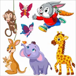 printart 40 cm Lion, Elephant, Butterflies Animals Wall Sticker kids room (65 cm X 50 cm ) Removable Sticker-picture-10