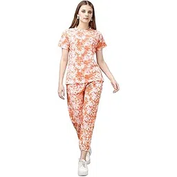 Printed Round Neck Short Sleeve Nightsuit Set | Pajama Set | Casual Night Dress for Women-picture-44