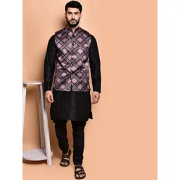PRINTINDIA Mandarin Collar Long Sleeves Regular Pure Silk Kurta & Trouser & Nehru Jacket-picture-38