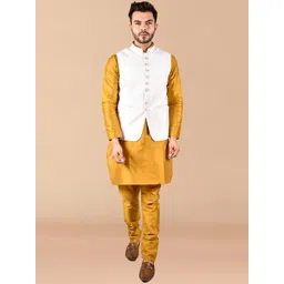 PRINTINDIA Mandarin Collar Long Sleeves Regular Pure Silk Kurta & Trouser & Nehru Jacket-picture-36