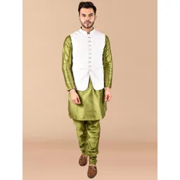 PRINTINDIA Mandarin Collar Long Sleeves Regular Pure Silk Kurta & Trouser & Nehru Jacket-picture-34