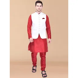 PRINTINDIA Mandarin Collar Long Sleeves Regular Pure Silk Kurta & Trouser & Nehru Jacket-picture-35