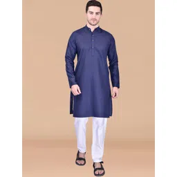 PRINTINDIA Mandarin Collar Pure Cotton Straight Kurta With Trouser-picture-40