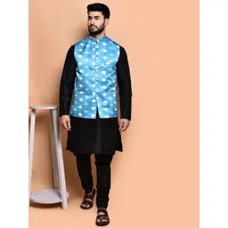 PRINTINDIA Mandarin Collar Pure Silk Straight Kurta with Trousers-picture-14