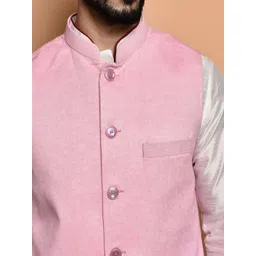 PRINTINDIA Mandarin Collar Pure Silk Straight Kurta with Trousers image 4