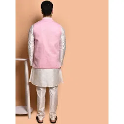 PRINTINDIA Mandarin Collar Pure Silk Straight Kurta with Trousers image 2