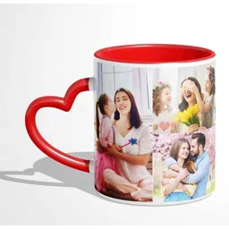 printpulse Red Heart-shaped handle mug Ceramic Coffee Mug-picture-33