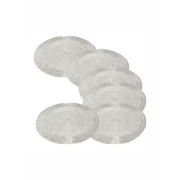 PRISHA INDIA CRAFT 6-Pcs White Beaded Glass Round Table Placemats-picture-14