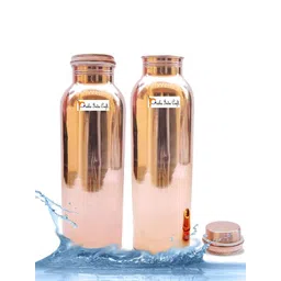 PRISHA INDIA CRAFT Gold Toned 2 Pieces Copper Water Bottles 700 ml-picture-25