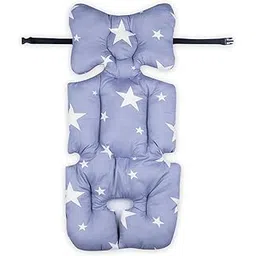 PRISO PRISO Baby Pushchair Mesh Pram Stroller Back Support Universal Seat Liner, Child Breathable Cushion Non-Slip Seat Pad Pillow Accessories Star Print Design. [Gray Color]-image-1
