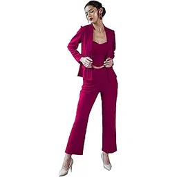 pristivefashionhub Women's Co-ord Set for Women|Collared Neck Co-ord Set for Women| Blazer and Trouser||Coat and Pant|3 Piece|Formal Co-ord Set for Women-picture-24