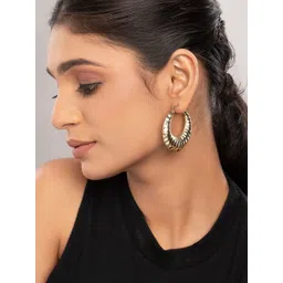 PRITA BY PRIYAASI Gold Plated Contemporary Half Hoop Earrings image 3