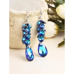 Prita by Priyaasi Blue Berry Studded Silver-Plated Dangler Earrings-picture-38