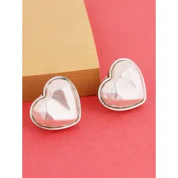 Prita by Priyaasi Glossy White Heart Silver-Plated Stud Earrings-picture-35