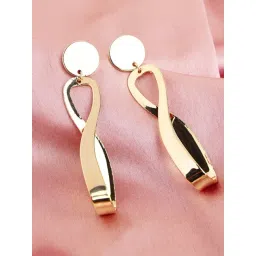 Prita by Priyaasi Golden Round Twist Long Gold-Plated Dangler Earrings-picture-28