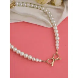 Prita by Priyaasi Pretty Bow Pearl Gold-Plated Necklace-picture-36