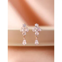 Prita by Priyaasi Rose Gold Plated American Diamond Contemporary Drop Earring-picture-14