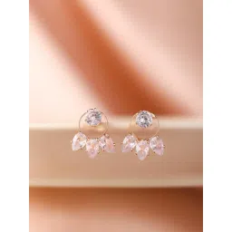 Prita by Priyaasi Rose Gold Plated American Diamond Contemporary Stud Earring-picture-12