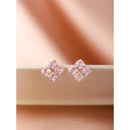 Prita by Priyaasi Rose Gold Plated American Diamond Crystal Studded Stud Earring-picture-23