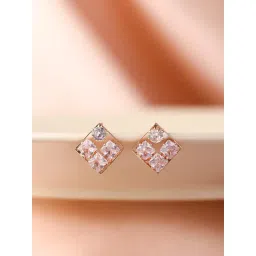 Prita by Priyaasi Rose Gold Plated American Diamond Stud Earring-picture-24