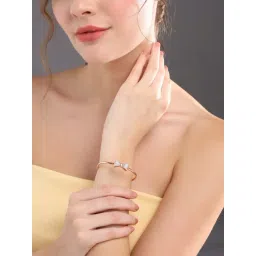 Prita by Priyaasi Studded Bow Rose Gold-Plated Cuff Bracelet-picture-35