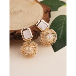 Prita by Priyaasi Studded Pearl Web Gold-Plated Drop Earrings-picture-32