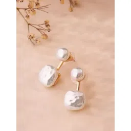 Prita by Priyaasi White Artificial Beads Gold Plated Drop Earring-picture-29
