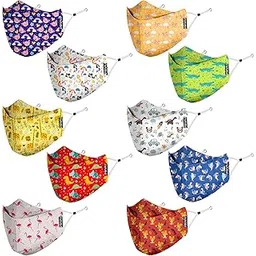 priviu Kids Masks for Boys and Girls 3 to 8 Years, Washable Reusable, 3D Comfortable Face Mask with Adjustable Earloop, 4 Layer with Pure Cotton Inner Cloth, Pack of 10-picture-31