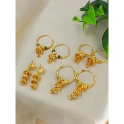 PRIVIU Pack Of 4 Gold Plated Classic Hoop Earrings-picture-23