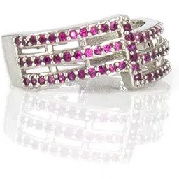 priviu Rings For Women Rhodium Plated American Diamond Ring Pink Crystal Adjustable Ring For Cocktails, Birthday, anniversary For Women and Girls-picture-28