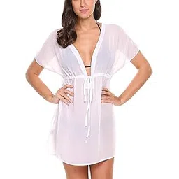 priya fashion Women's Chiffon Spaghetti Straps Knee-Length Beach Wear Dresses Sarong High Waist Cover up Swimsuit Wrap Dress-picture-16