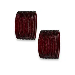 PRIYA KANGAN Women Set of 2 Maroon Glass Beaded Bangles-picture-31