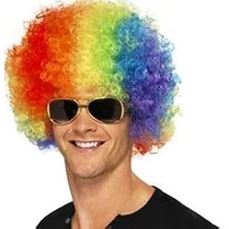 PRIYA PARTY DECORATION 70's Curly Clown Funky Disco Afro Malinga Wig for Men and Women (Multicolor)-picture-49