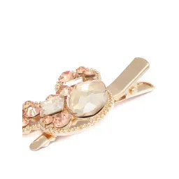 Prita by Priyaasi Gold & Orange Teddy Bear Alligator Hair Clip image 3