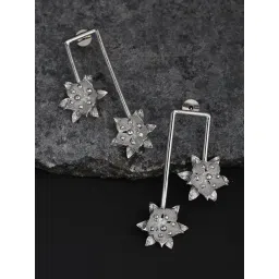 Prita by Priyaasi Silver Beaded Handcrafted Geometric Drop Earring-picture-29