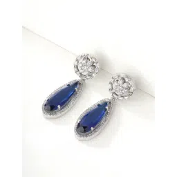 Priyaasi AD Floral Dark Blue Stoned Earrings-picture-14