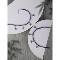 Priyaasi Blue & Silver Flexible Anklet - Set of 2-picture-39