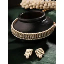 Priyaasi Charming Kundan and Pearl Combo Choker Set-picture-13